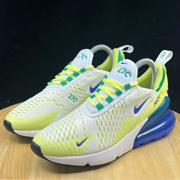 Nike Air Max 270BG White/ Green/ Blue Game Royal Shoes (FN6982 100) multi size - Picture 2 of 9